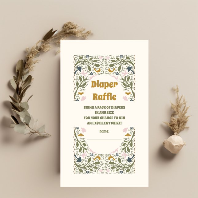 Tarjeta De Recepción Rústico Green Woodland Fern Diaper Raffle (Subido por el creador)