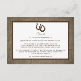 Tarjeta De Recepción Rústico Herradura del País En El Detalle Del Boda 