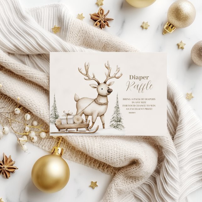 Tarjeta De Recepción Rústico invierno de renos Baby Shower Diapper Raff (Subido por el creador)