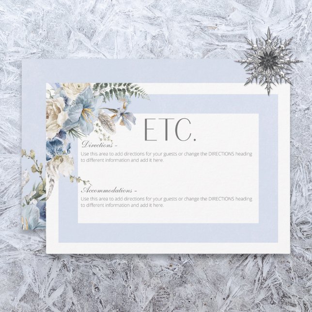 Tarjeta De Recepción Rústico invierno Frosty Blue & White Floral Detail (Subido por el creador)