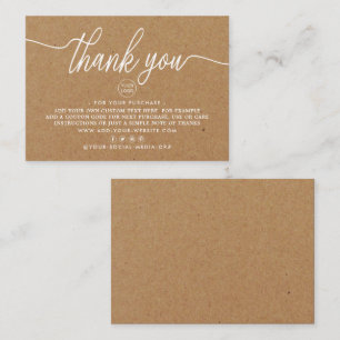 Tarjeta De Recepción Rústico Kraft Simple Script Business Gracias