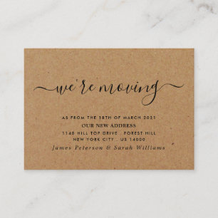 Tarjeta De Recepción Rústico Kraft Simple Script Cambio de dirección