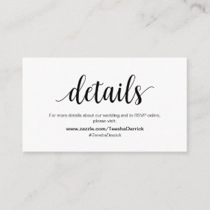 Tarjeta De Recepción Rústico moderno, negro, detalles Bodas, RSVP