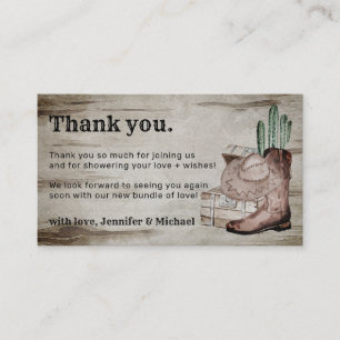Tarjeta De Recepción Rústico Oscuro Gracias Niño Vaquero
