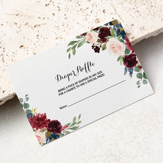 Tarjeta De Recepción Rústico otoño deslumbrante Burgundy Diaper Raffle (Subido por el creador)