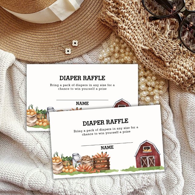 Tarjeta De Recepción Rústico País Veggie Diaper Raffle Baby Shower (Rustic Country Veggie Diaper Raffle Baby Shower Enclosure Card)