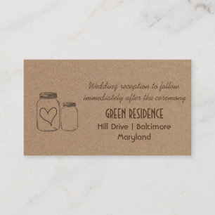 Tarjeta De Recepción Rústico papel Kraft Mason Jar Boda Insertar