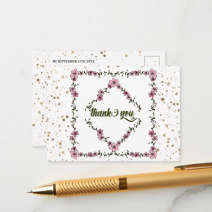 Tarjeta De Recepción Rústico patrón de marco floral escritura moderna,