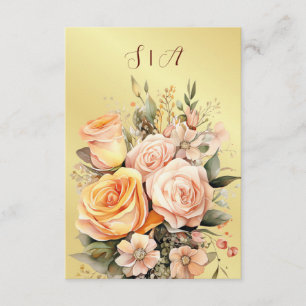 Tarjeta De Recepción Rústico Peach y Gold Floral Boda