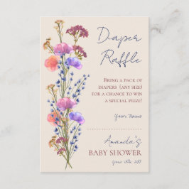 Tarjeta De Recepción Rústico Pekín Acrílico Floral Diaper Raffle