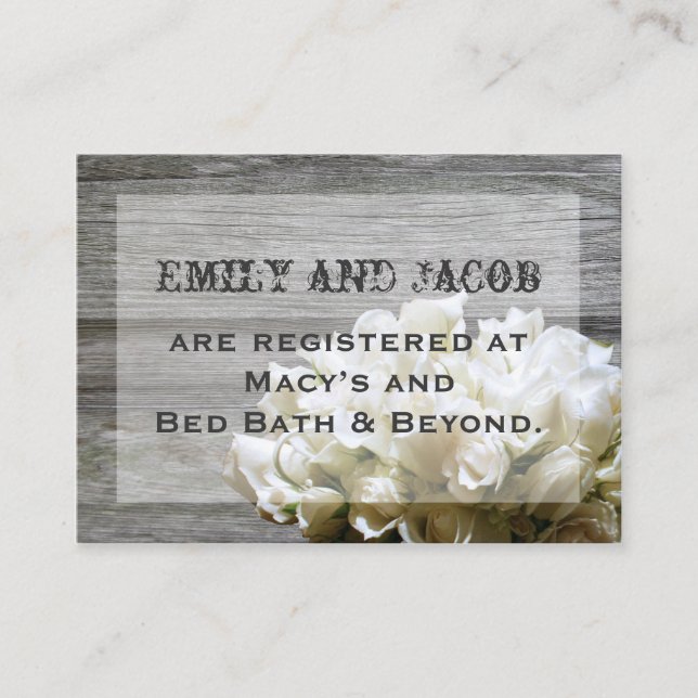 Tarjeta De Recepción Rústico Registro de Flores Blancas Insertar Tarjet (Anverso)