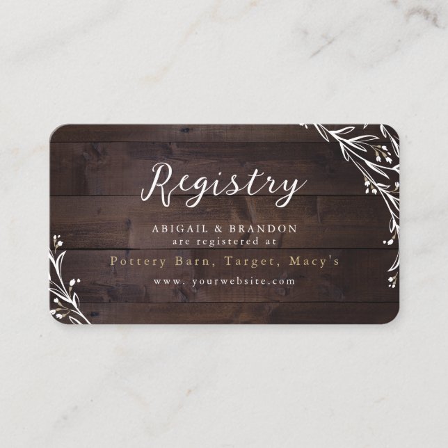 Tarjeta De Recepción Rústico Registro de Novias del Boho Floral Rural (Anverso)