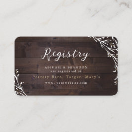 Tarjeta De Recepción Rústico Registro de Novias del Boho Floral Rural