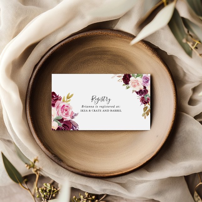 Tarjeta De Recepción Rústico Registro de Regalos de Bodas Botánicos Flo (Subido por el creador)