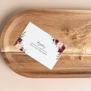 Tarjeta De Recepción Rústico registro de regalos de Bodas florales de B