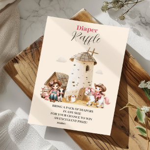 Tarjeta De Recepción Rústico Rodeo Occidental Baby Shower Diapper Raffl