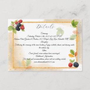 Tarjeta De Recepción Rústico romántico otoño Boda de Berry de vuelta