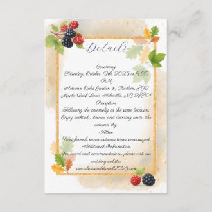 Tarjeta De Recepción Rústico romántico otoño Boda de Berry de vuelta