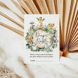 Tarjeta De Recepción Rústico Safari Jungle Animales Baby Diaper Raffle