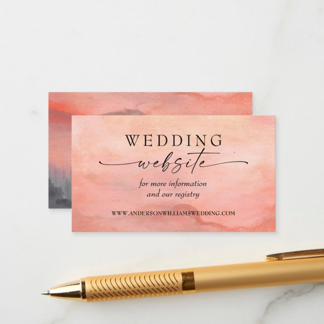Tarjeta De Recepción Rústico sitio web de Boda Mountain Sunset (Anverso/Reverso In Situ)