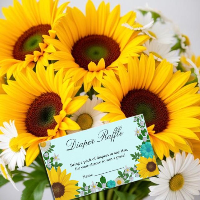 Tarjeta De Recepción Rústico Sunflower Daisy Floral Diaper Raffle (Subido por el creador)