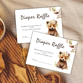 Tarjeta De Recepción Rústico Tema Del Oso Género Diaper Neutral Raffle