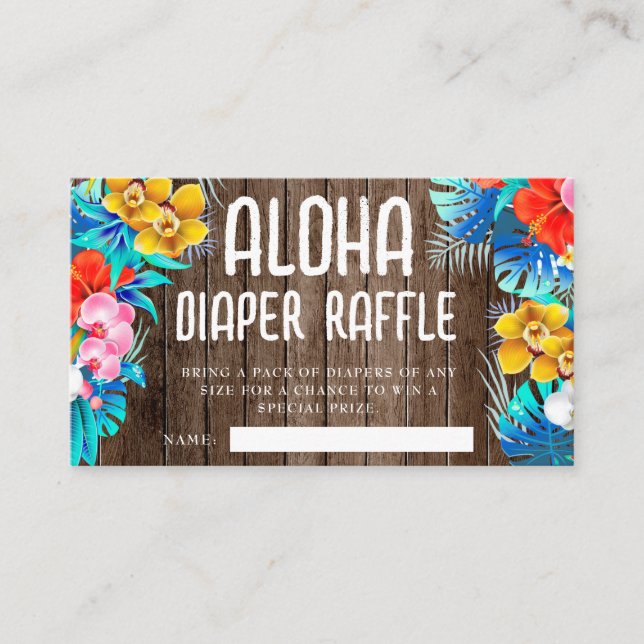 Tarjeta De Recepción Rústico tropical deja a Aloha Diaper Raffle (Anverso)