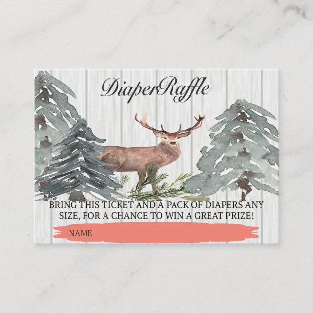 Tarjeta De Recepción Rústico Un Venado Casi Ya Está El Billete De Raffl (Anverso)