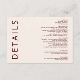 Tarjeta De Recepción Rústico y cálido Boda Minimalista moderno de Borgo