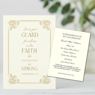 Tarjeta De Recepción Sacrament Confirmation Scripture Gold Holy Card —