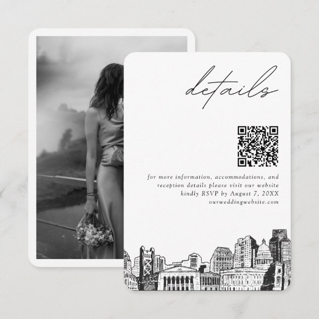 Tarjeta De Recepción Sacramento Boda Detalles del código QR Pequeño (Anverso / Reverso)