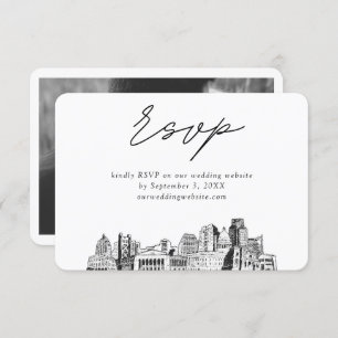 Tarjeta De Recepción Sacramento Boda Esbozo Minimalista RSVP