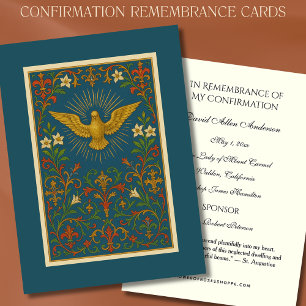 Tarjeta De Recepción Sacramento Confirmación Dove Espíritu Santo