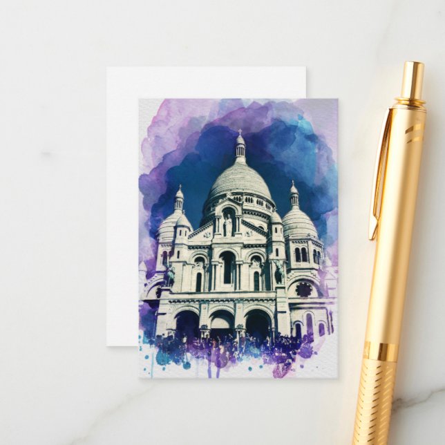 Tarjeta De Recepción Sacré-Coeur Montmartre París Francia Arquitectura (Anverso/Reverso In Situ)