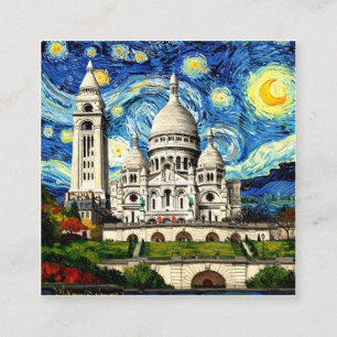 Tarjeta De Recepción Sacre-Coeur Paris Francia Starry Night
