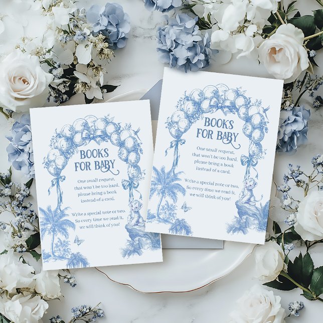 Tarjeta De Recepción Safari Animal Blue Toile Baby Boy Shower Book (Subido por el creador)