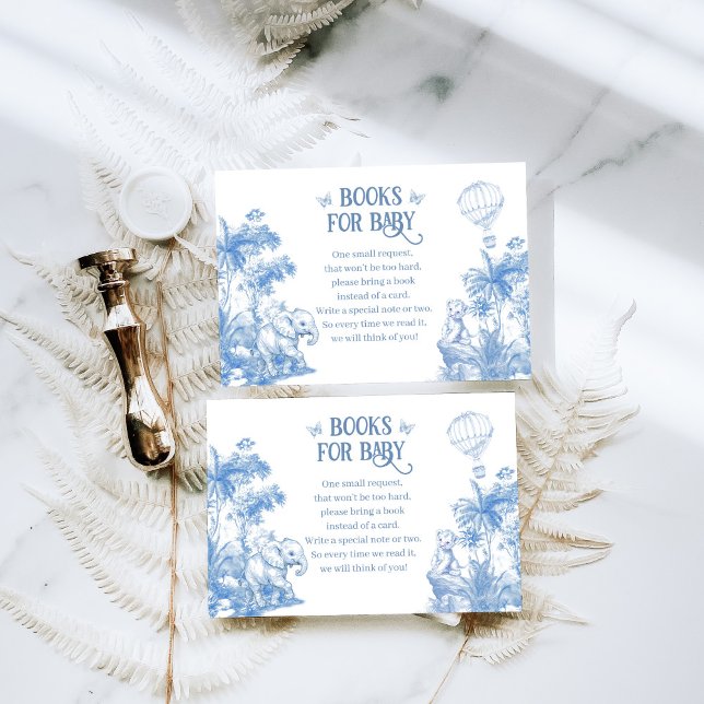 Tarjeta De Recepción Safari Animal Blue Toile Baby Boy Shower Books (Subido por el creador)