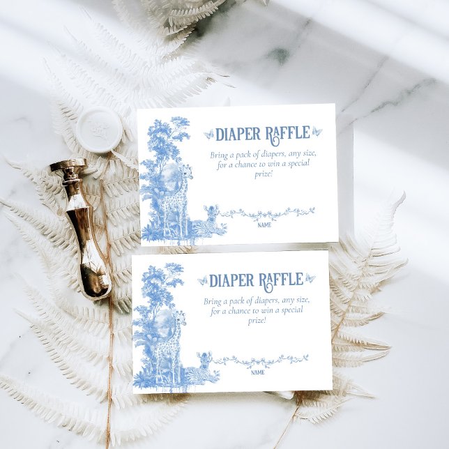 Tarjeta De Recepción Safari Animal Blue Toile Baby Boy Shower Diaper (Subido por el creador)
