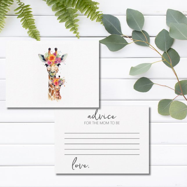 Tarjeta De Recepción Safari Animal Floral Giraffe Mom Baby Shower (Safari Animal Floral Giraffe Mom Baby Shower Enclosure Card)