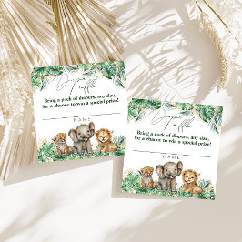 Tarjeta De Recepción Safari Animal Jungle Green & Gold boy Diaper