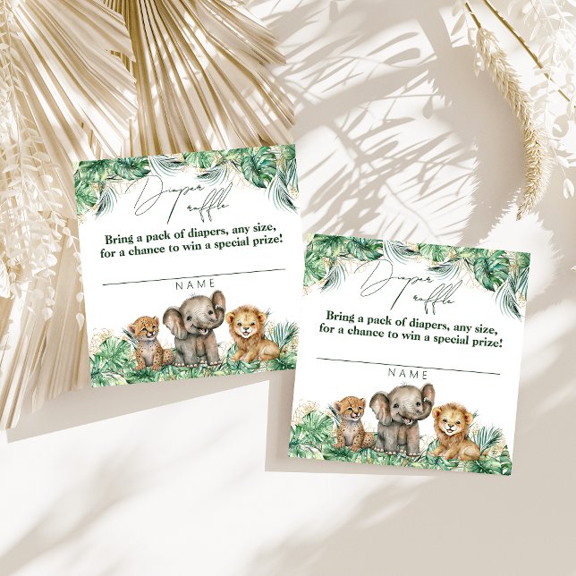 Tarjeta De Recepción Safari Animal Jungle Green & Gold boy Diaper (Subido por el creador)
