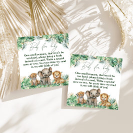 Tarjeta De Recepción Safari Animal Jungle Green y Gold boy book