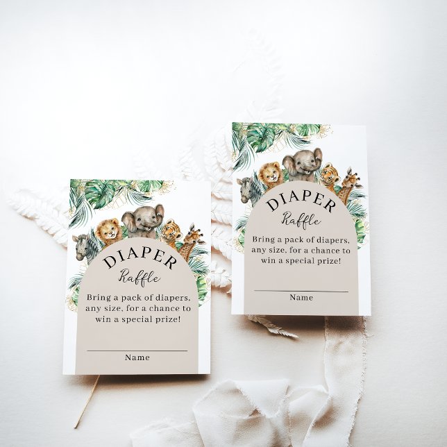 Tarjeta De Recepción Safari Animal Jungle Moderno pañal Baby Shower (Subido por el creador)