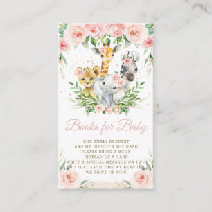 Tarjeta De Recepción Safari animal selvático libros de flores rosadas p
