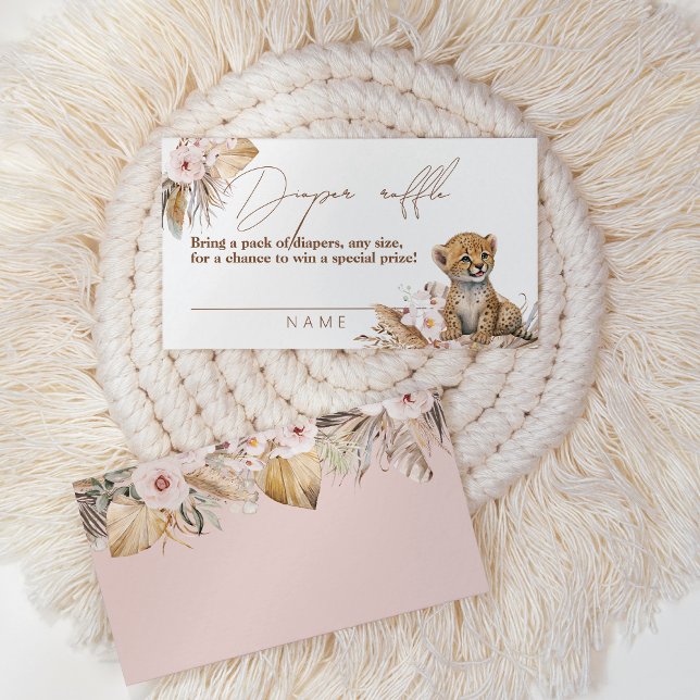 Tarjeta De Recepción Safari Animal Tropical Chica Floral Diaper Raffle (Subido por el creador)