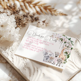 Tarjeta De Recepción Safari Animal Tropical Flower Books Baby Shower