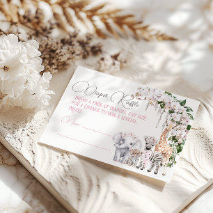 Tarjeta De Recepción Safari Animal Tropical Flower Diaper Baby Shower