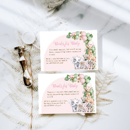 Tarjeta De Recepción Safari Animal Tropical Green Pink Baby Shower