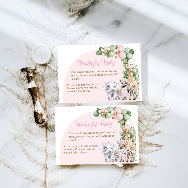Tarjeta De Recepción Safari Animal Tropical Green Pink Baby Shower (Subido por el creador)