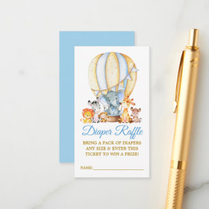 Tarjeta De Recepción Safari Animales Blue Balloon Diaper Raffle Shower